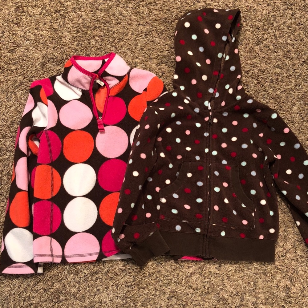 2 Cute polka dot fleece jackets - perfect for fall